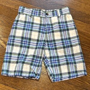 Janie and Jack Plaid Men's Shorts in Blue, Green, and Cream